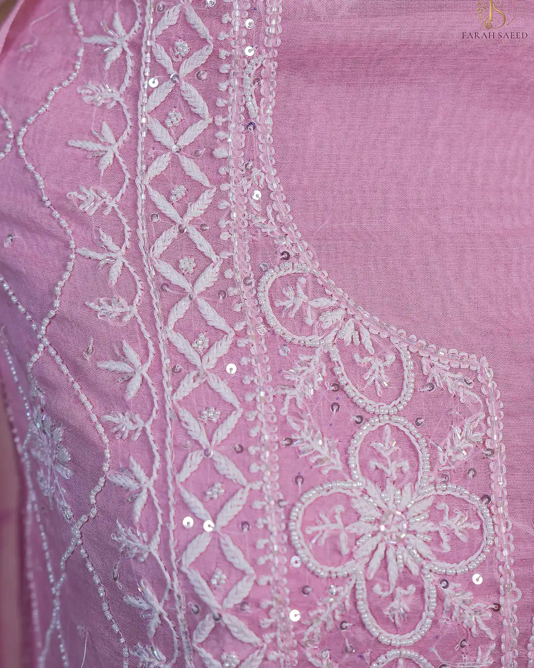 Soft Blush Pink Handcrafted Lucknowi Chikankari Unstitched Ensemble with Mul Chanderi Dupatta