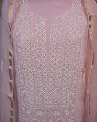 Blush Pink Royal Lucknowi Chikankari Unstitched Designer Suit with Dupatta