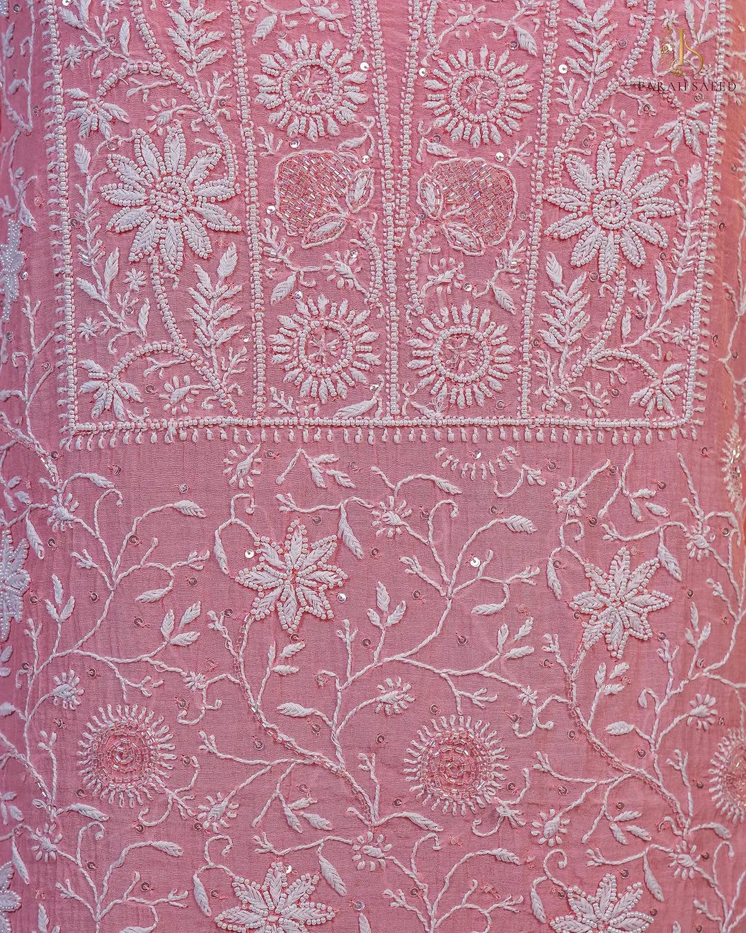 Blush Pink Handcrafted Lucknowi Chikankari Unstitched Ensemble With Dupatta
