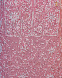 Blush Pink Handcrafted Lucknowi Chikankari Unstitched Ensemble With Dupatta