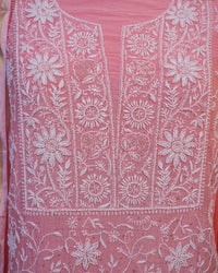Blush Pink Handcrafted Lucknowi Chikankari Unstitched Ensemble With Dupatta
