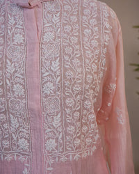 Blush Pink Handcrafted Lucknowi Chikankari Co-Ord Set