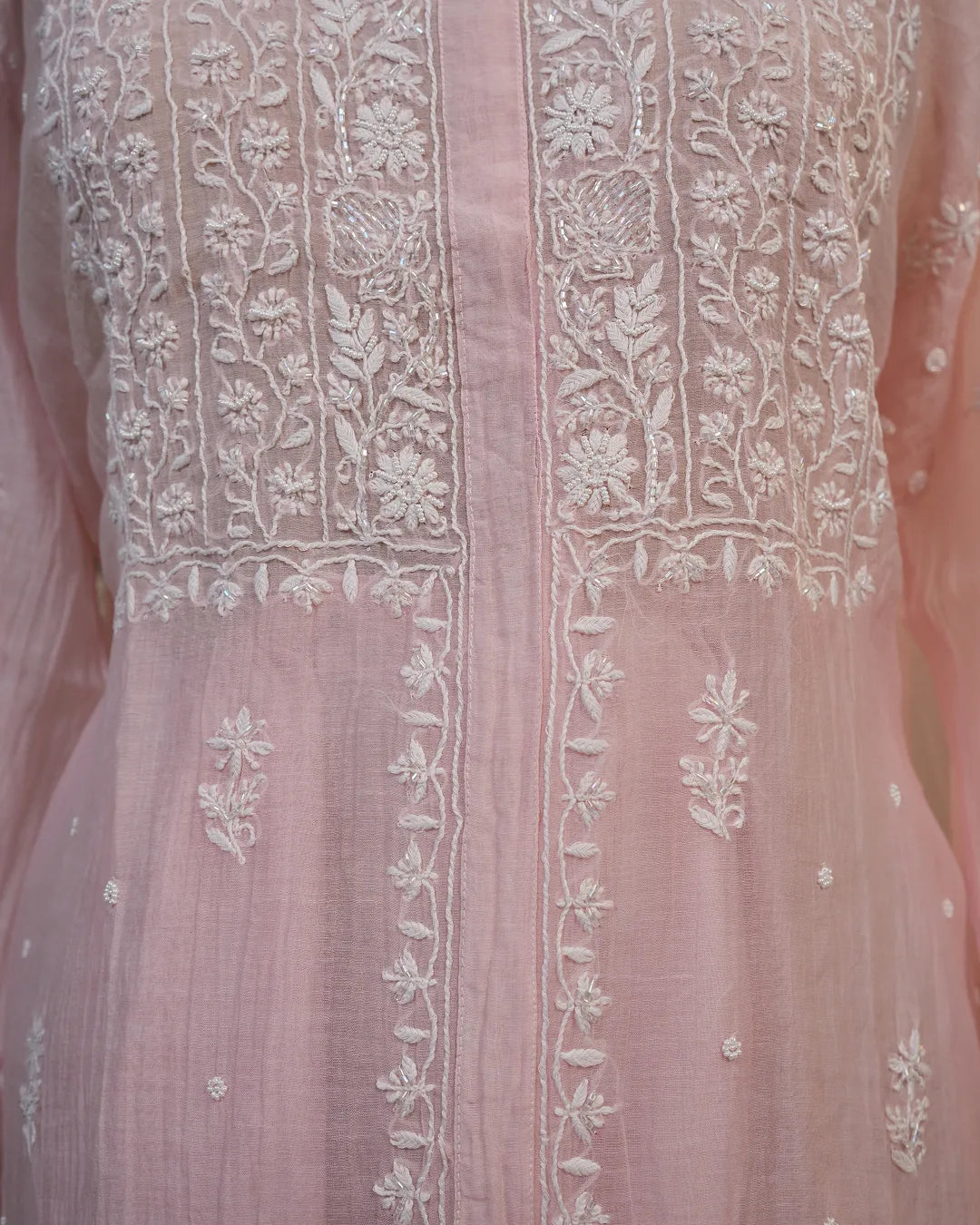 Blush Pink Handcrafted Lucknowi Chikankari Co-Ord Set