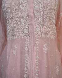 Blush Pink Handcrafted Lucknowi Chikankari Co-Ord Set