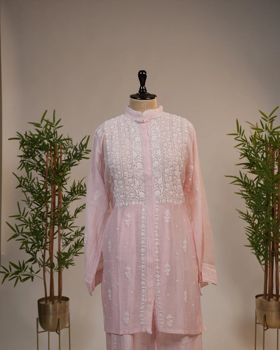 Blush Pink Handcrafted Lucknowi Chikankari Co-Ord Set