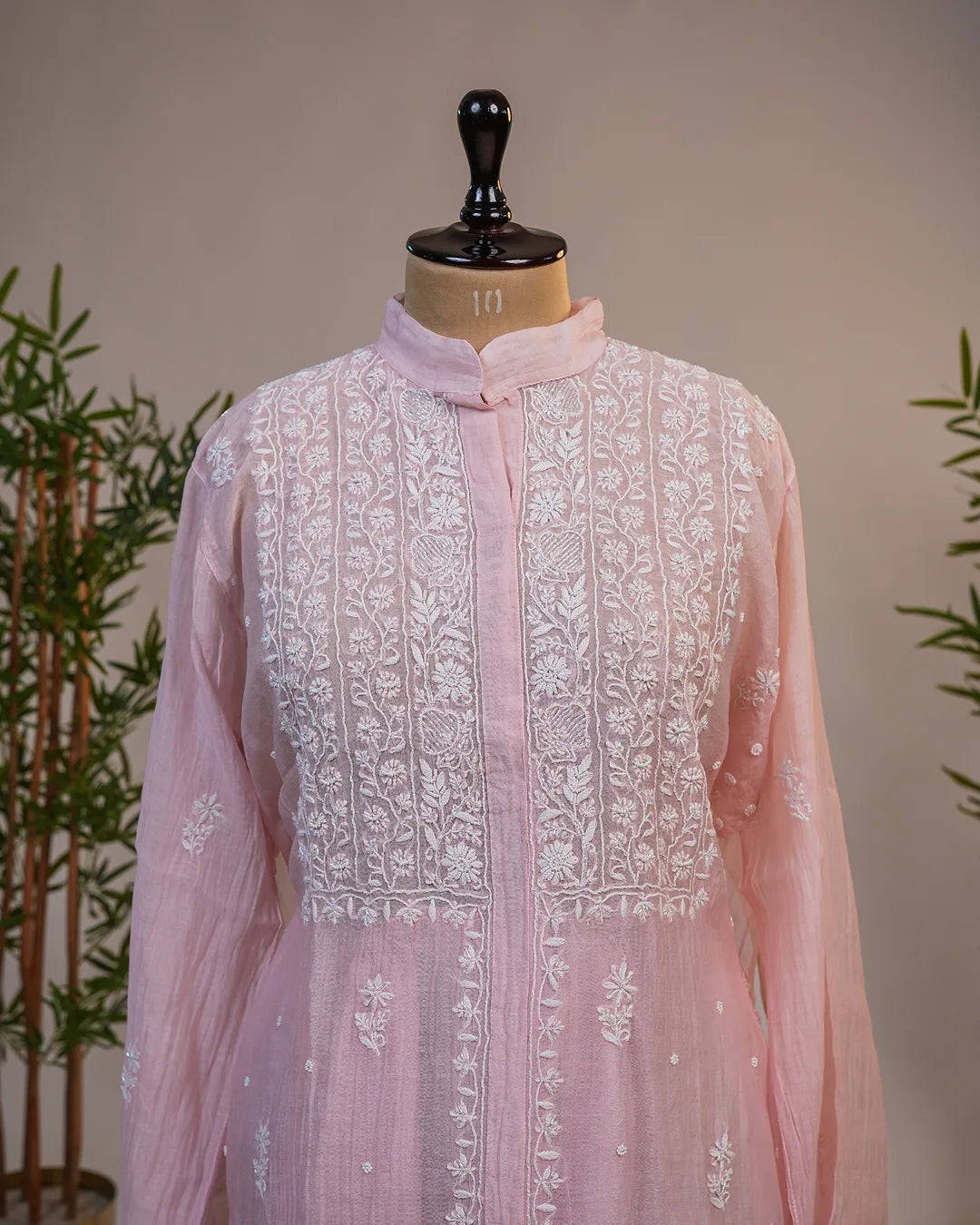 Blush Pink Handcrafted Lucknowi Chikankari Co-Ord Set