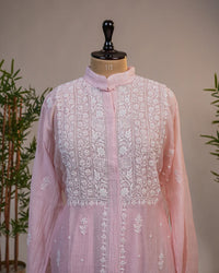 Blush Pink Handcrafted Lucknowi Chikankari Co-Ord Set