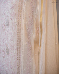 Ivory White Handcrafted Lucknowi Chikankari Unstitched Ensemble With Dupatta