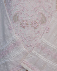 Ivory White Handcrafted Lucknowi Chikankari Unstitched Ensemble With Dupatta