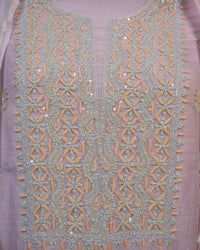 Blush Pink Handcrafted Lucknowi Chikankari Unstitched Ensemble With Dupatta